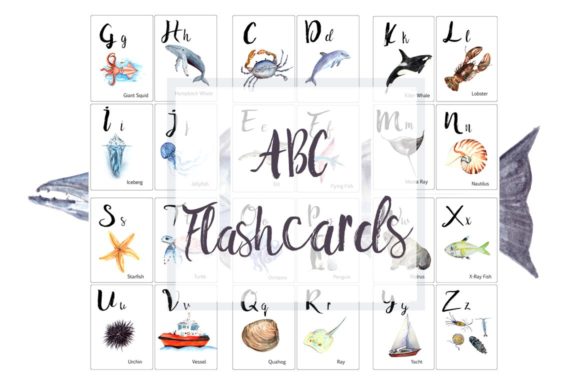 ABC Ocean Flashcards Banner Illustrations