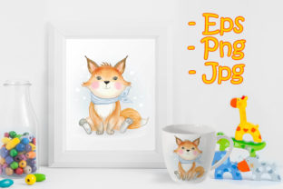Baby Fox Adorable Watercolor Illustrations