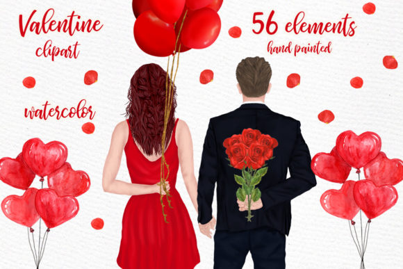 Couples Clipart Valentines Day Illustrations