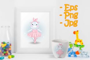 Cute Hippo Ballerina Watercolor Illustrations