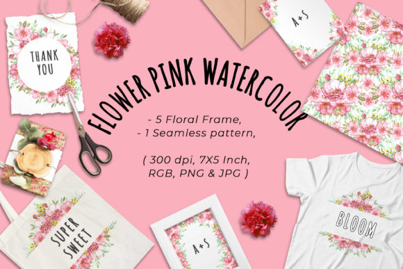 Flower Pink Watercolor Clipart and Freebies