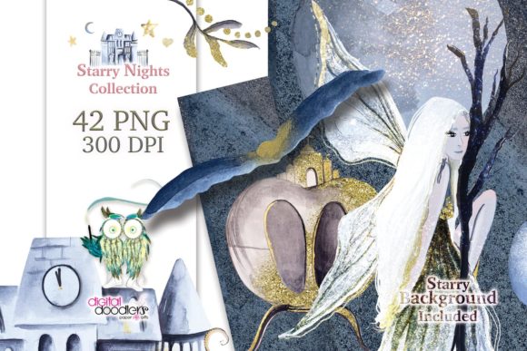 Glitter Starry Nights Graphics and Illustrations