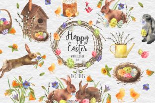 Happy Easter in Watercolor Illustrations