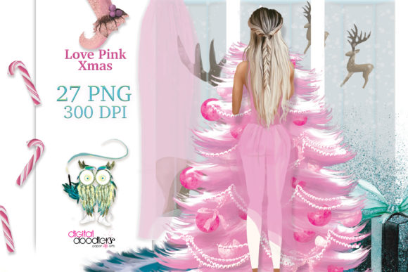 Love Pink Xmas Graphics & Illustrations