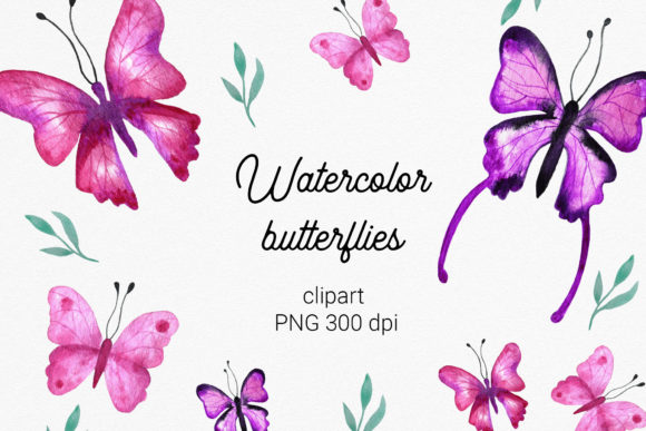 Pink Butterflies Clipart and Illustrations
