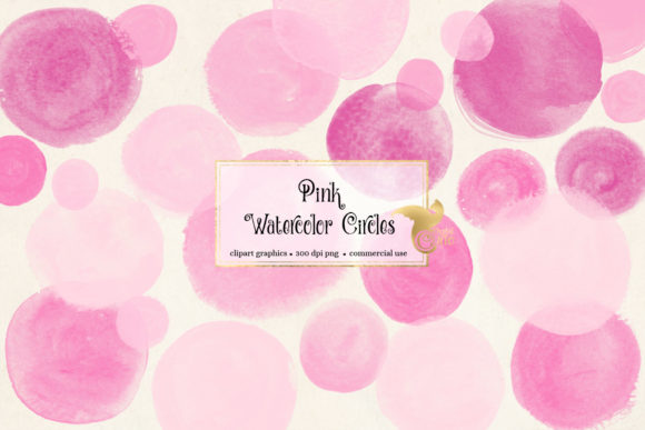 Pink Watercolor Circles Clipart and Illustrations