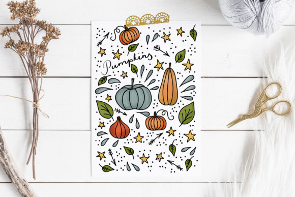 Pumpkin Farm Doodles Card, Fall Card