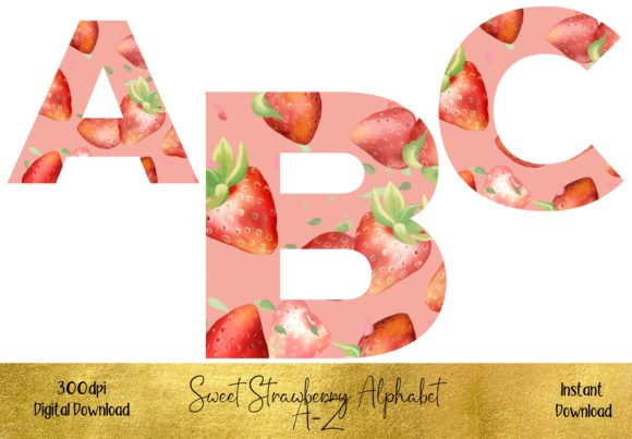 Sweet Strawberry Alphabet Illustrations