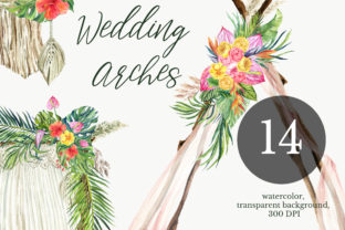 Watercolor Arch Boho Wedding Clipart and Illustrations