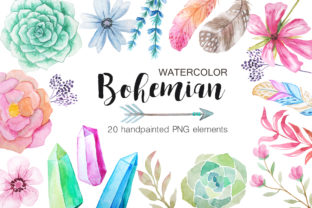 Watercolor Bohenian Nature Set and Illustrations