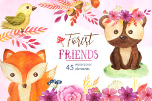Watercolor Forest Animals Set Illustrations