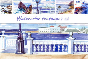 Watercolor Marine Landscapes Illustrations