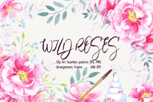 Watercolor Wild Roses Clip Art and Illustrations