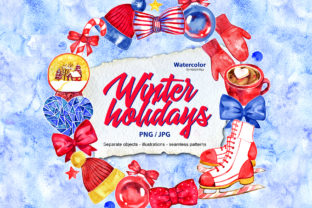 Watercolor Winter Holidays Set Illustrations