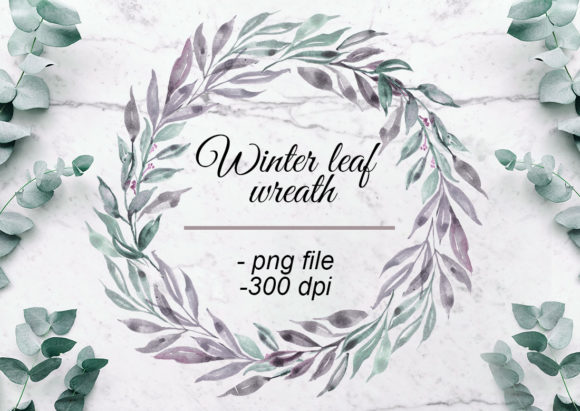 Winter Leaf Wreath Watercolor